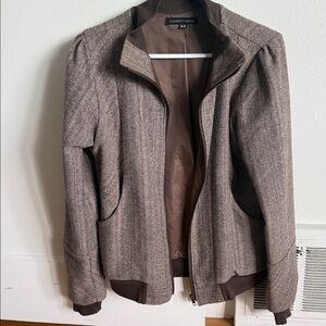 Vintage Brown Tweed Bomber Jacket
